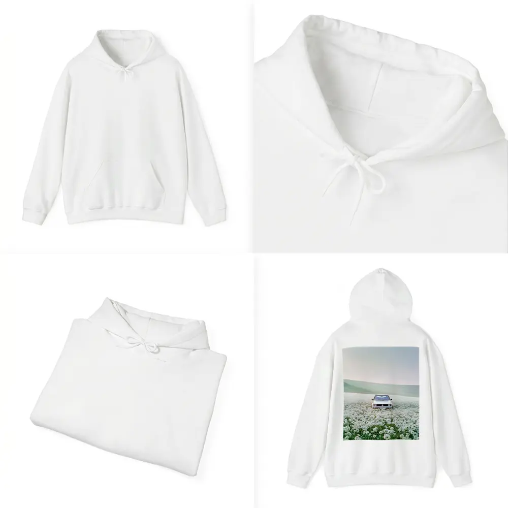 Volkswagen Golf White Flower Field Landscape – Hoodies