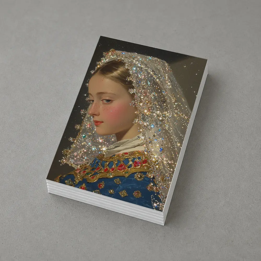 Renaissance Girl Jeweled Veil Portrait Art – Postcards