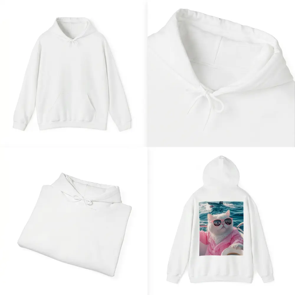 White Cat Pink Robe Sunglasses Ocean Shark – Hoodies