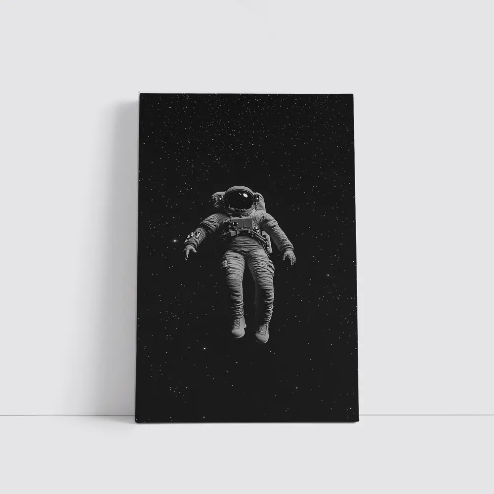 Astronaut Floating In Dark Starry Space – Wall Art