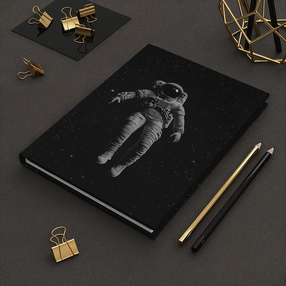 Astronaut Floating In Dark Starry Space – Notebooks
