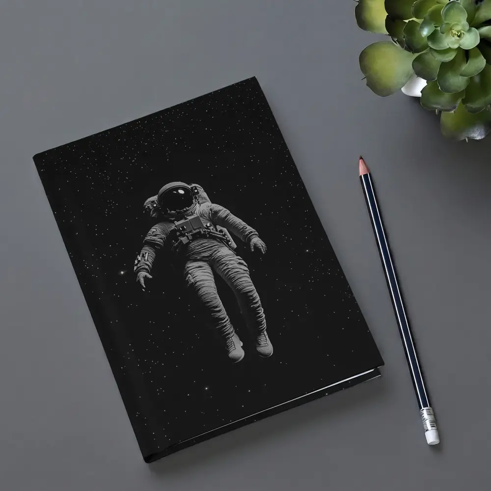 Astronaut Floating In Dark Starry Space – Notebooks