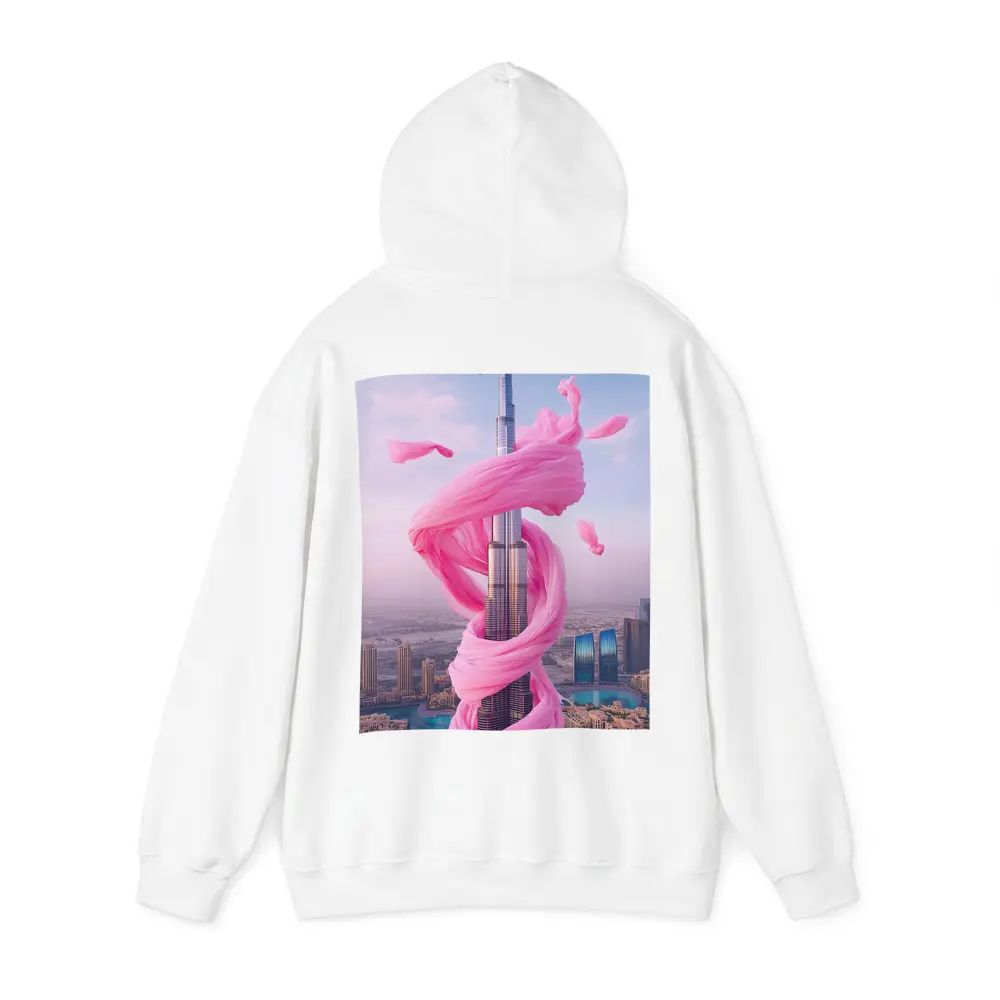 Burj Khalifa Wrapped Pink Silk Dubai Skyline – Hoodies