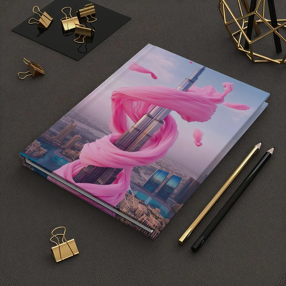 Burj Khalifa Wrapped Pink Silk Dubai Skyline – Notebooks