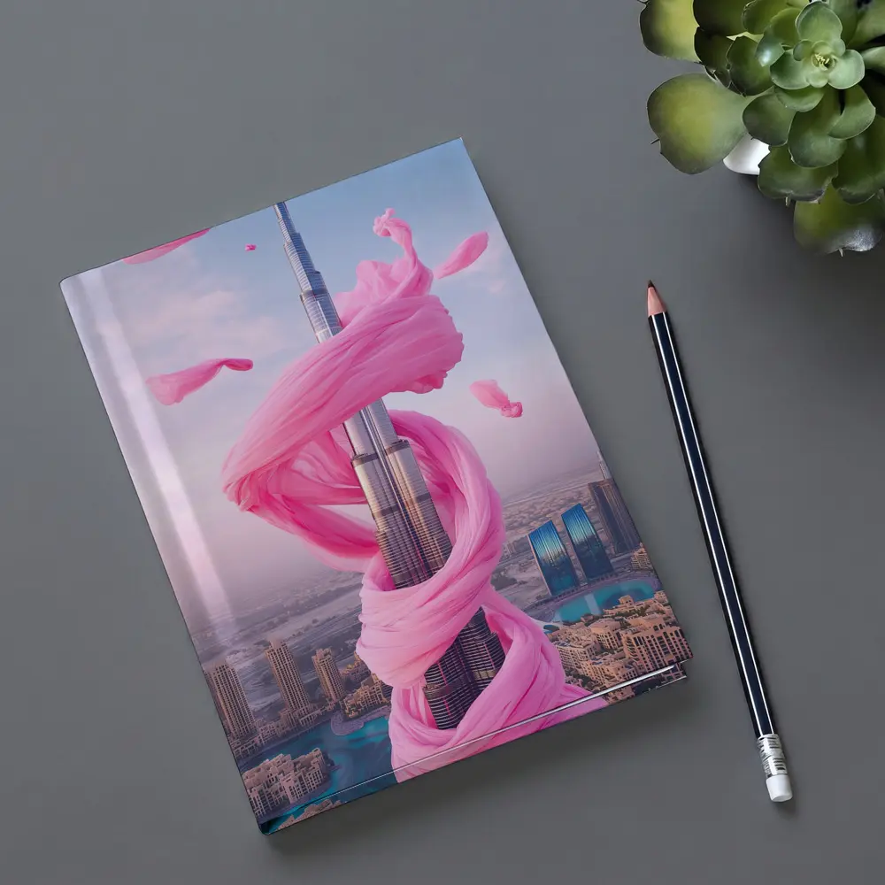Burj Khalifa Wrapped Pink Silk Dubai Skyline – Notebooks