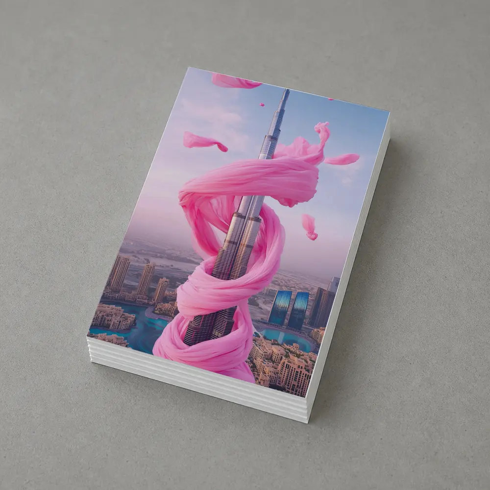 Burj Khalifa Wrapped Pink Silk Dubai Skyline – Postcards