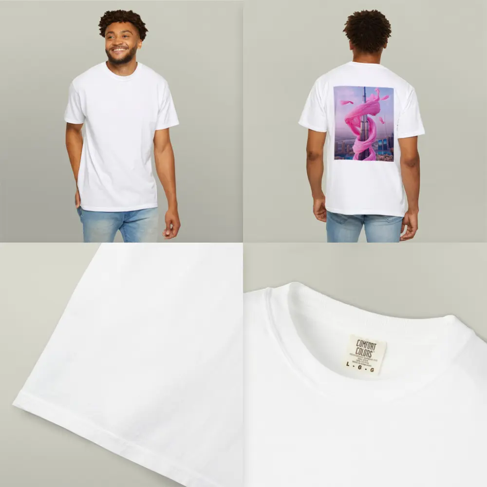 Burj Khalifa Wrapped Pink Silk Dubai Skyline – T-Shirts