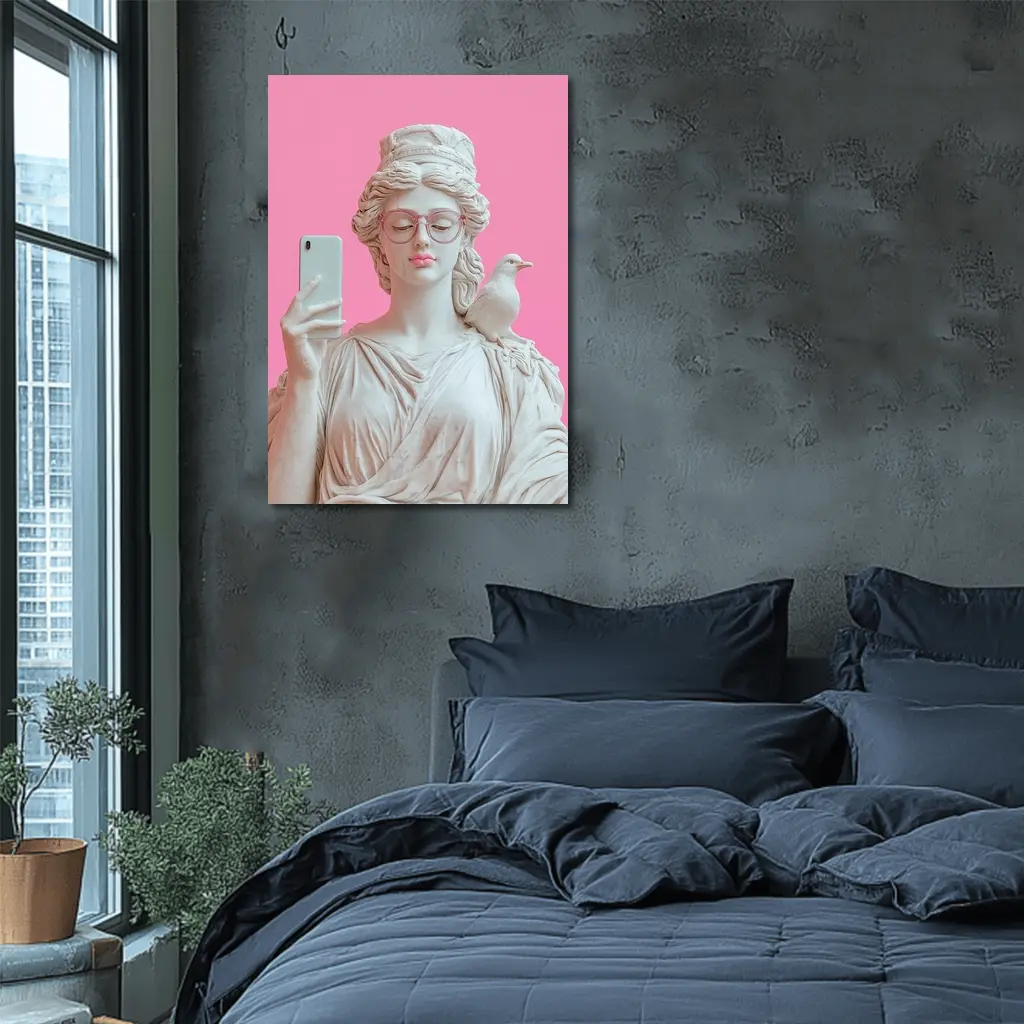 Greek Goddess Selfie Pink Pop Art – Wall Art