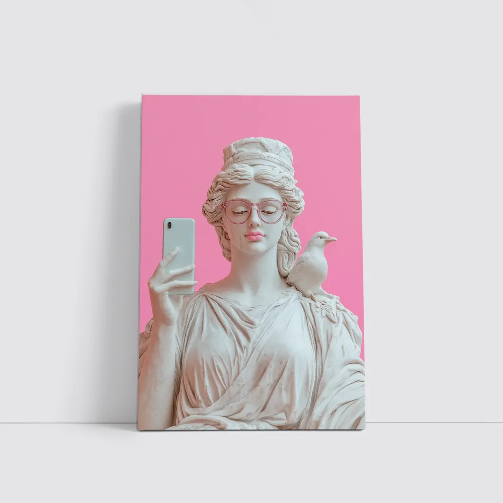 Greek Goddess Selfie Pink Pop Art – Wall Art