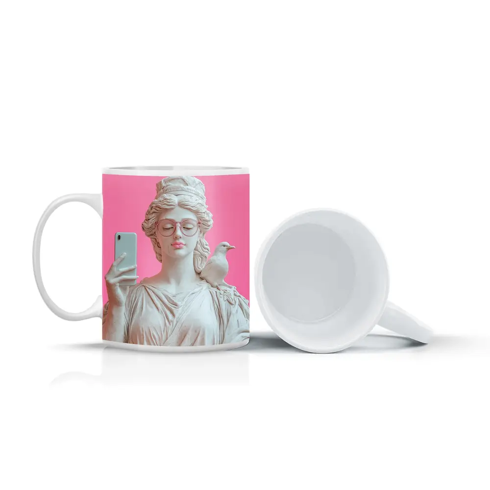 Greek Goddess Selfie Pink Pop Art – Mugs