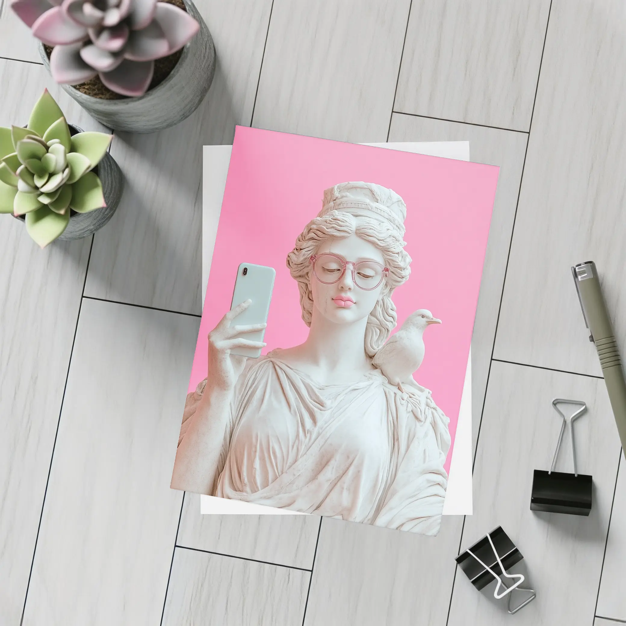 Greek Goddess Selfie Pink Pop Art – Postcards