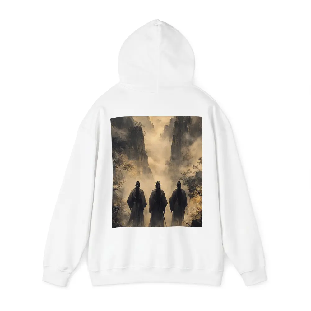 Three Scholars Walking Through Misty Mountains – Hoodies