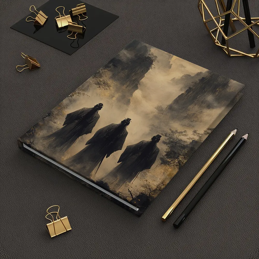 Three Scholars Walking Through Misty Mountains – Notebooks
