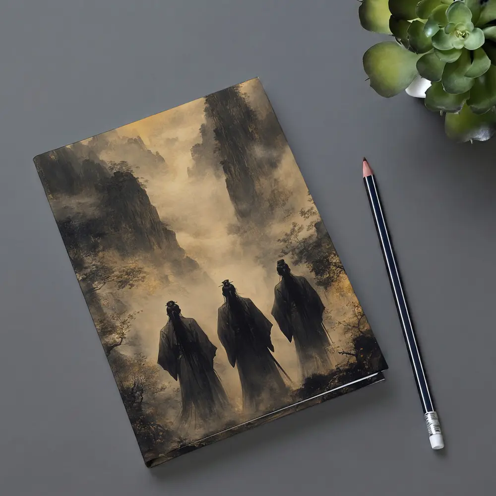 Three Scholars Walking Through Misty Mountains – Notebooks