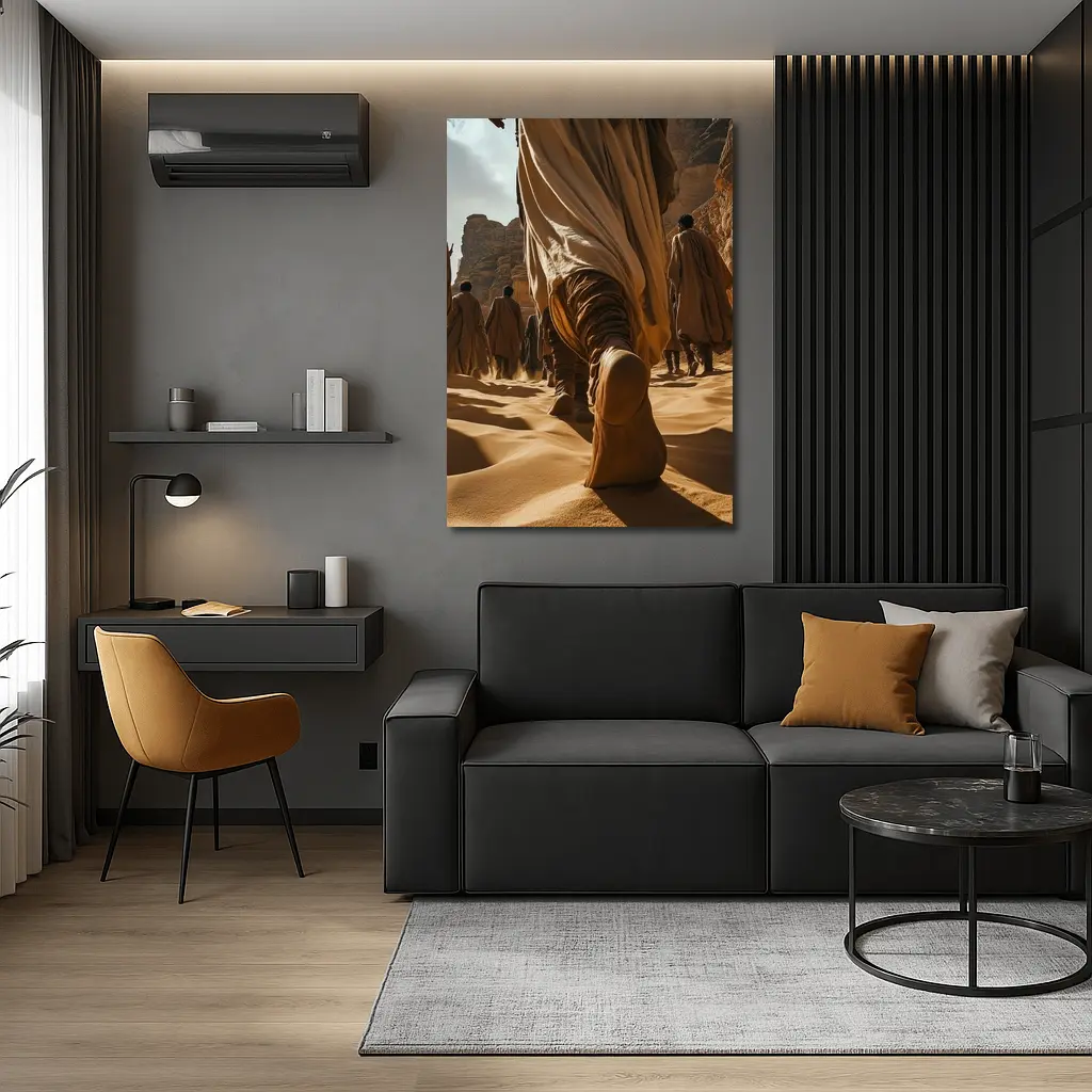 Desert Wanderers Walking Through Sandy Dunes – Wall Art
