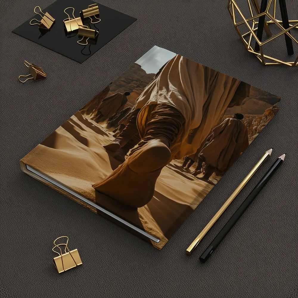 Desert Wanderers Walking Through Sandy Dunes – Notebooks