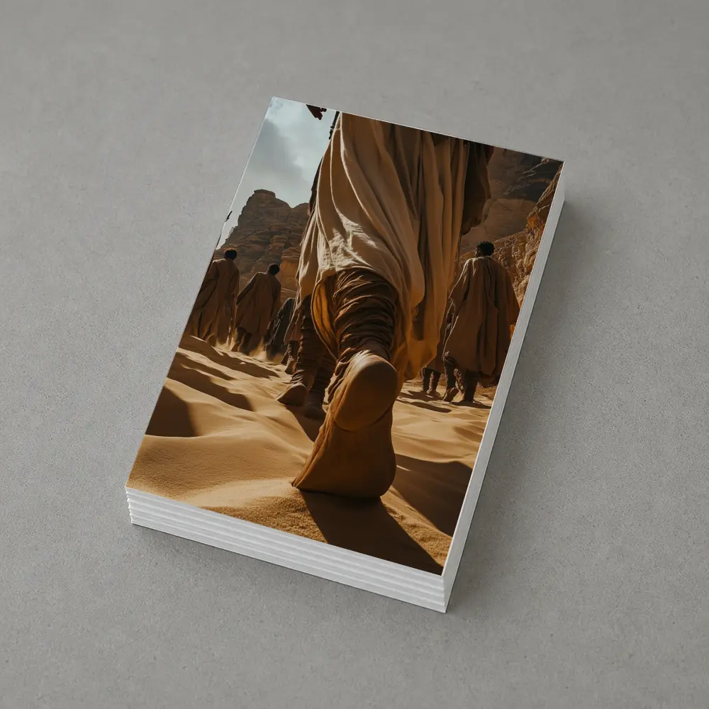 Desert Wanderers Walking Through Sandy Dunes – Postcards