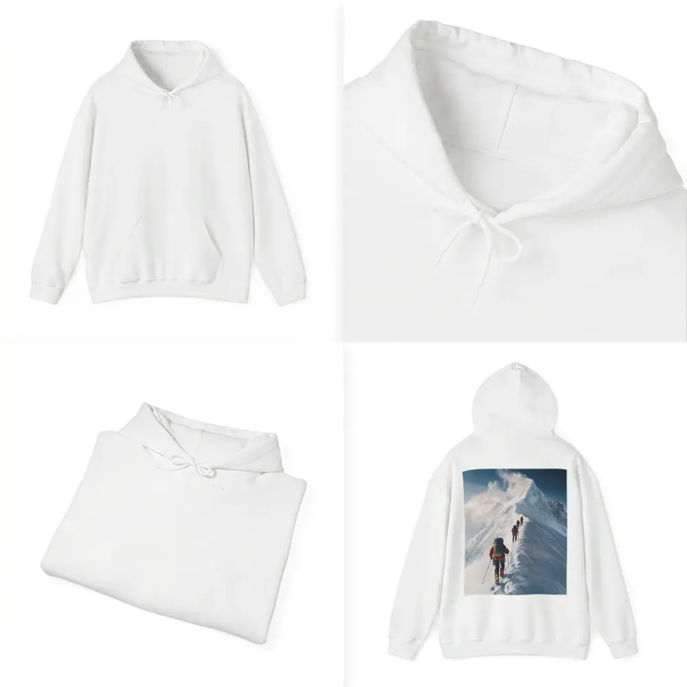 Mountain Climbers Ascending Snowy Alpine Peak – Hoodies