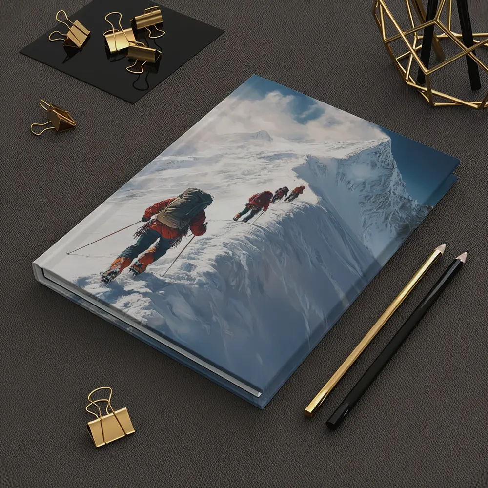Mountain Climbers Ascending Snowy Alpine Peak – Notebooks