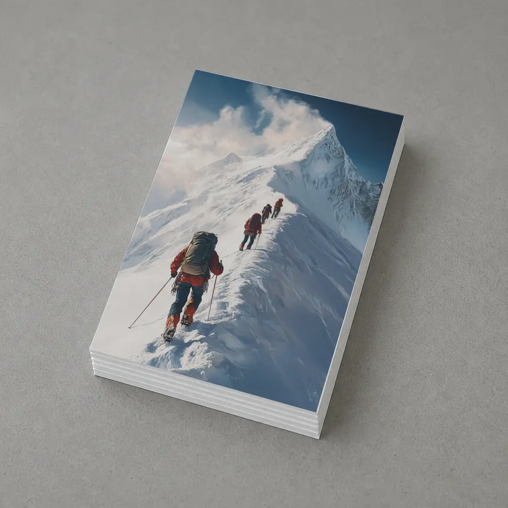 Mountain Climbers Ascending Snowy Alpine Peak – Postcards