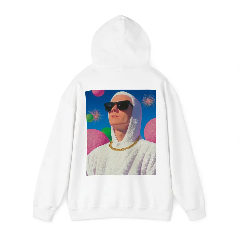Man in White Hood Sunglasses Surreal Pop Art – Hoodies