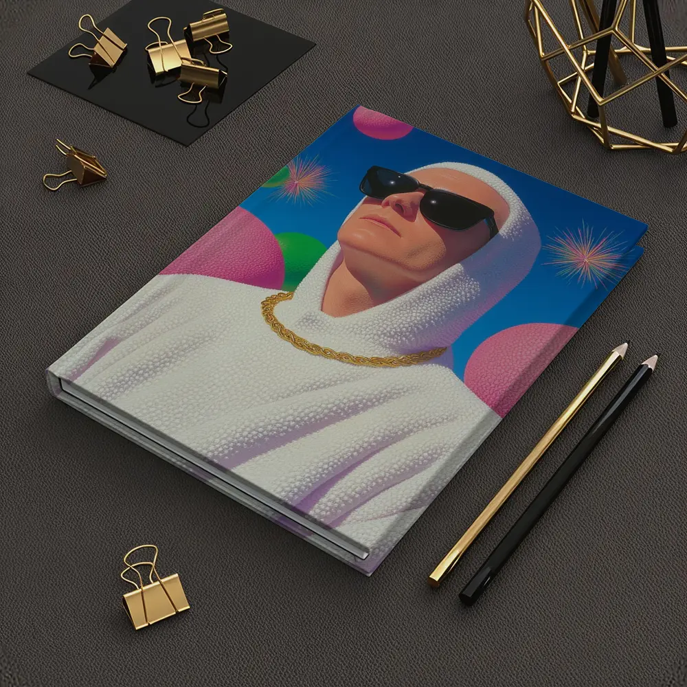 Man in White Hood Sunglasses Surreal Pop Art – Notebooks