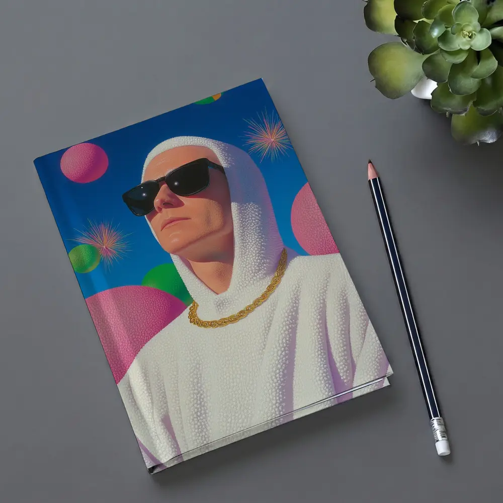 Man in White Hood Sunglasses Surreal Pop Art – Notebooks
