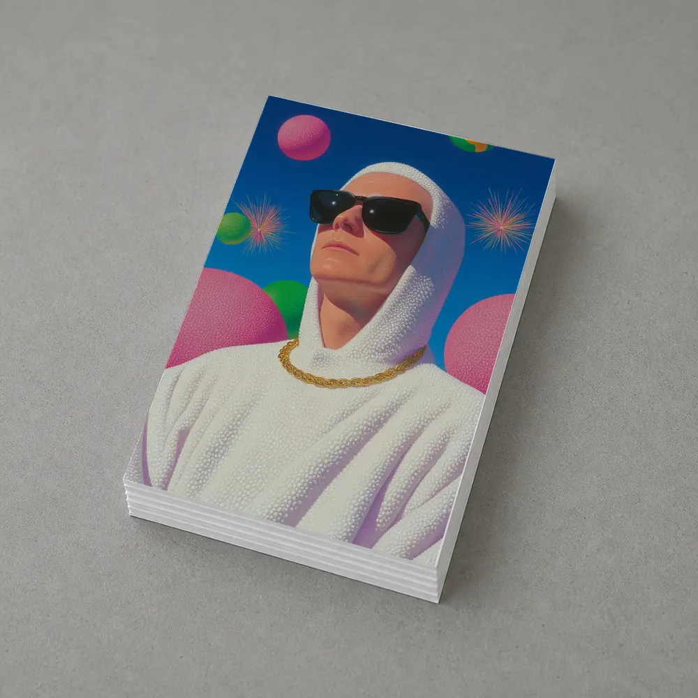 Man in White Hood Sunglasses Surreal Pop Art – Postcards