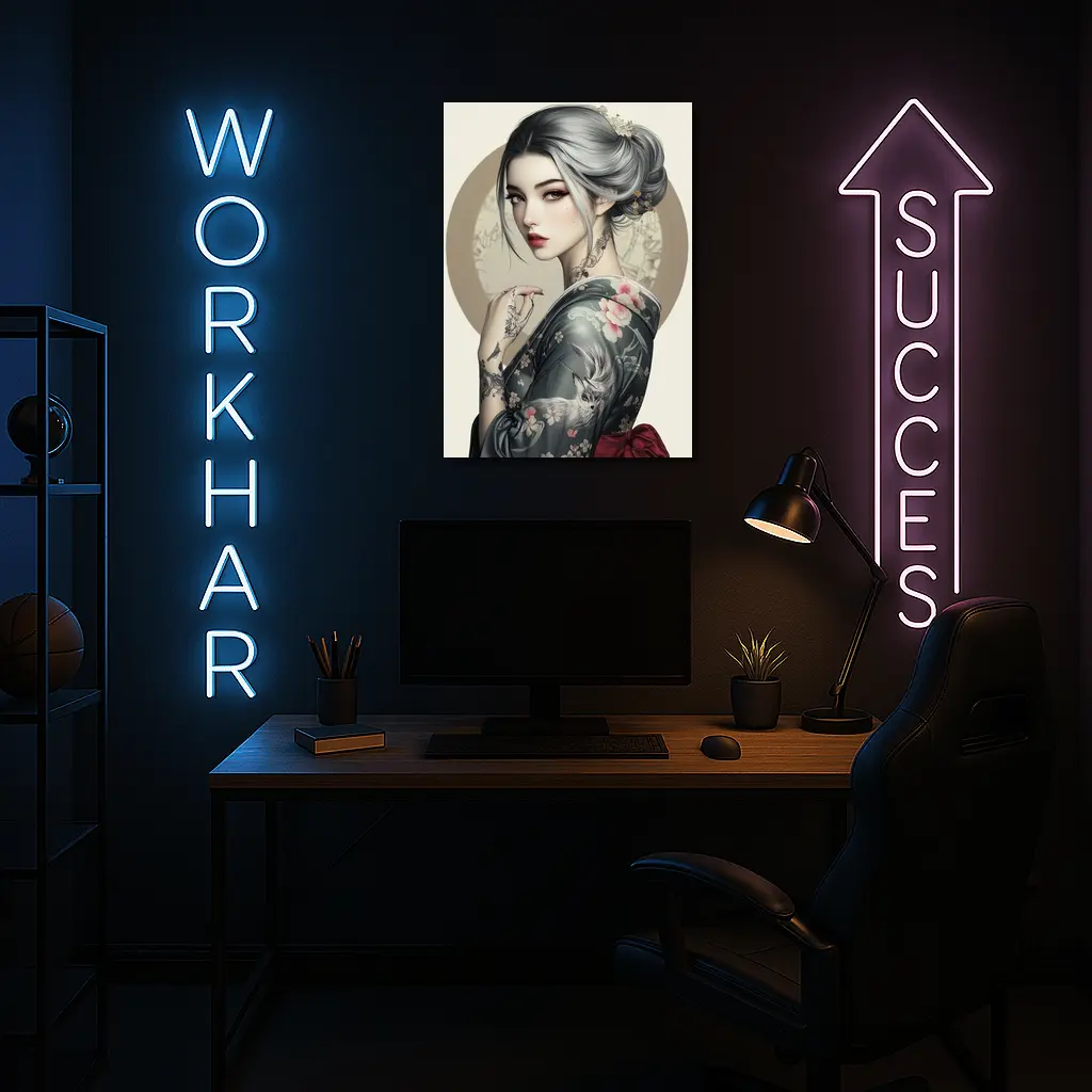 Japanese Geisha Woman With Fox Tattoo Art – Wall Art