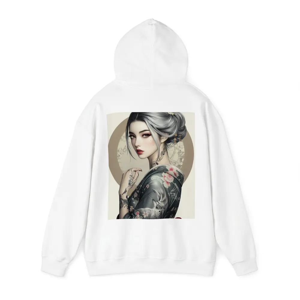 Japanese Geisha Woman With Fox Tattoo Art – Hoodies