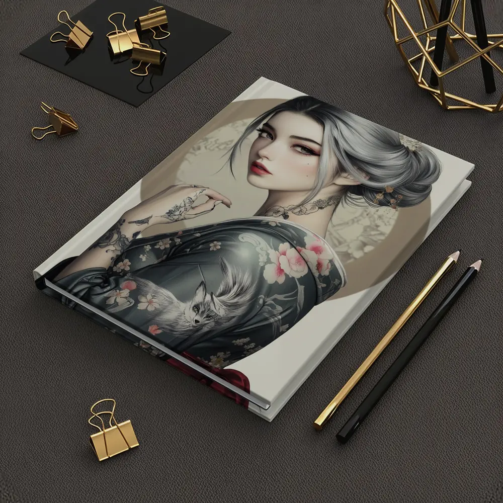 Japanese Geisha Woman With Fox Tattoo Art – Notebooks