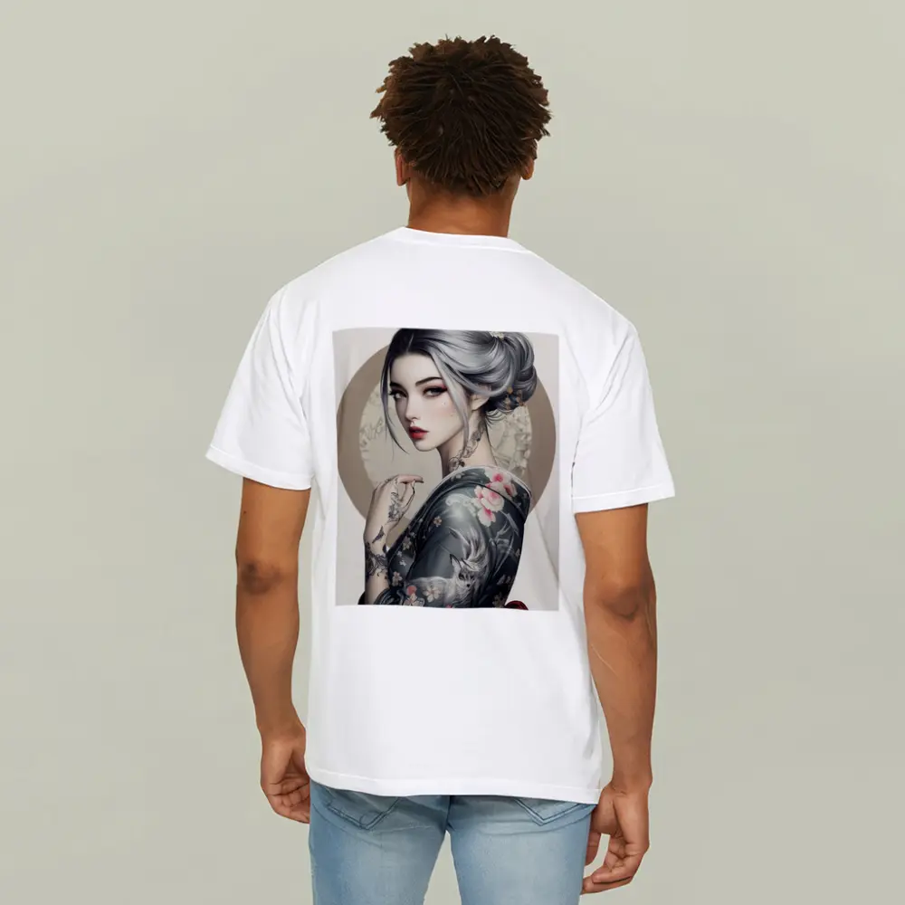 Japanese Geisha Woman With Fox Tattoo Art – T-Shirts