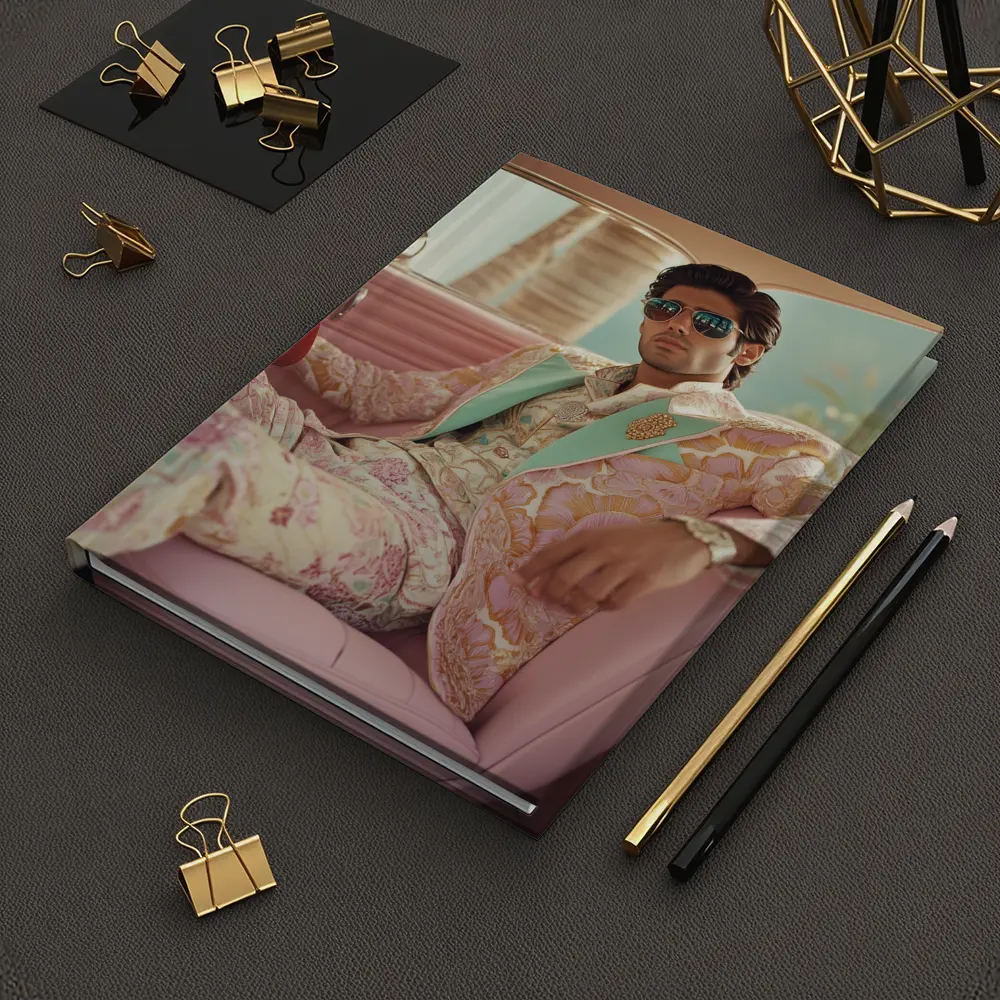 Stylish Man Floral Suit Pink Classic Car – Notebooks