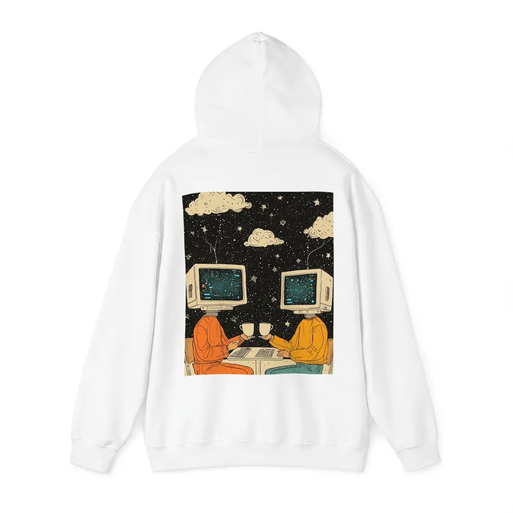 Computer Head Couple Sharing Coffee Starry Night – Hoodies