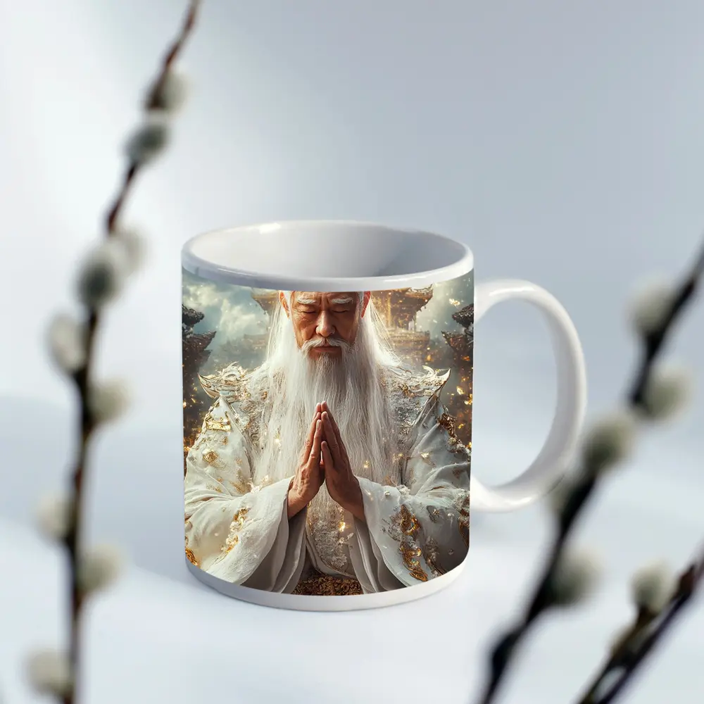 Ancient Wise God Praying Golden Temple – Mugs