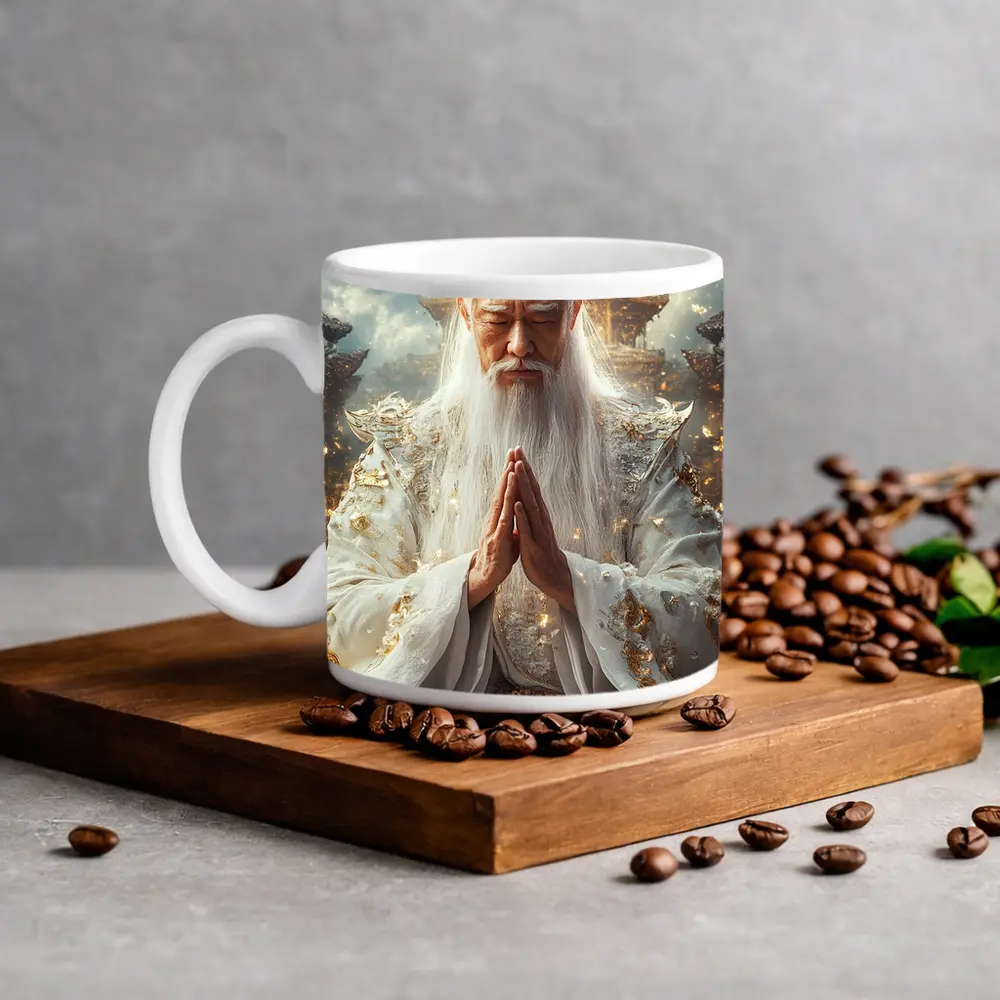Ancient Wise God Praying Golden Temple – Mugs