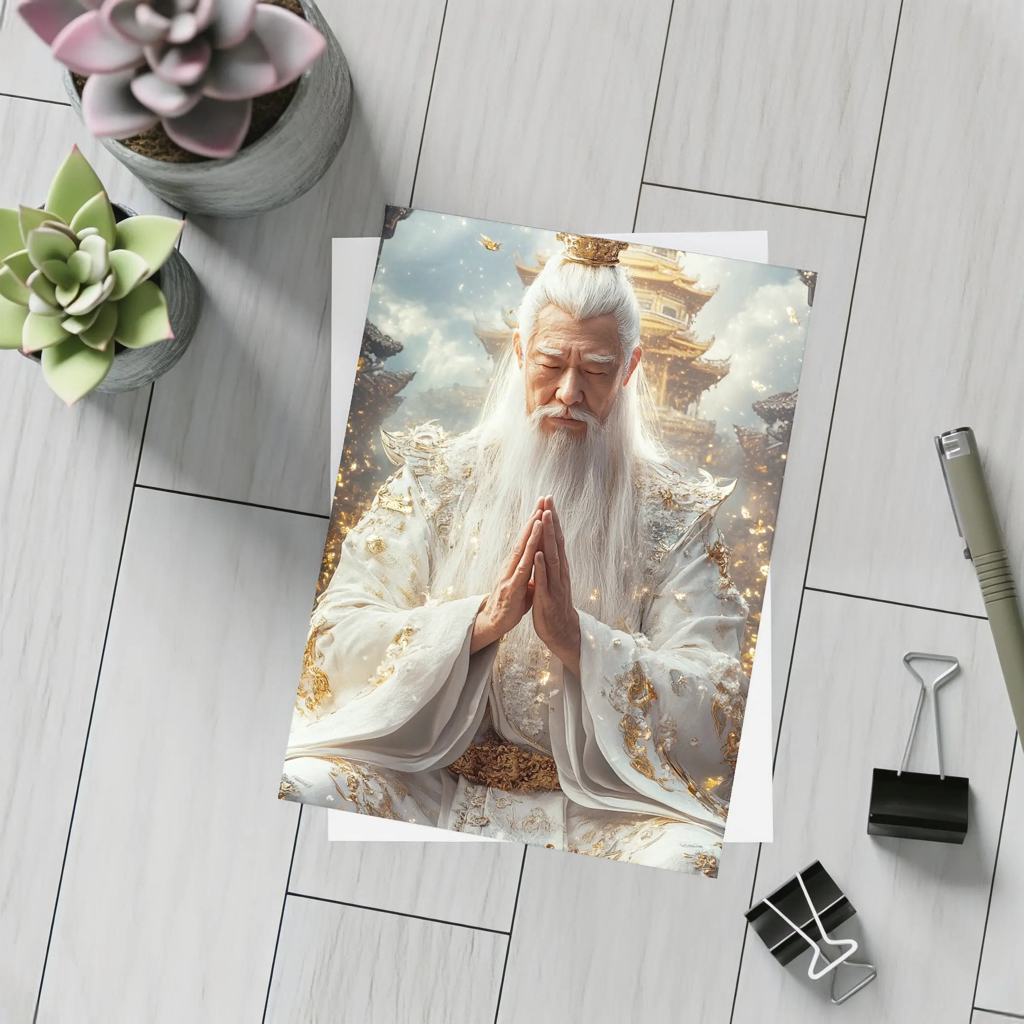 Ancient Wise God Praying Golden Temple – Postcards