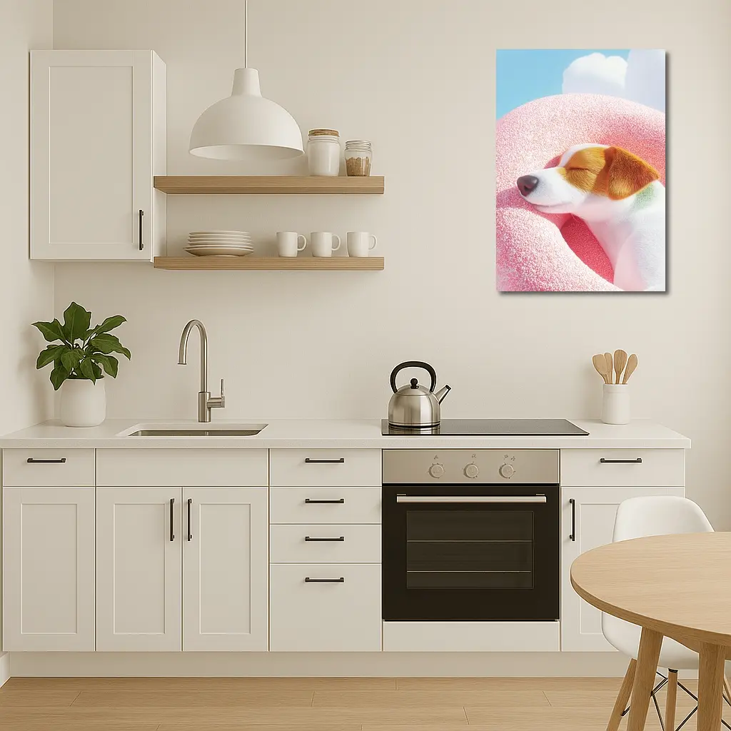 Jack Russell Terrier Sleeping On Pink Clouds – Wall Art