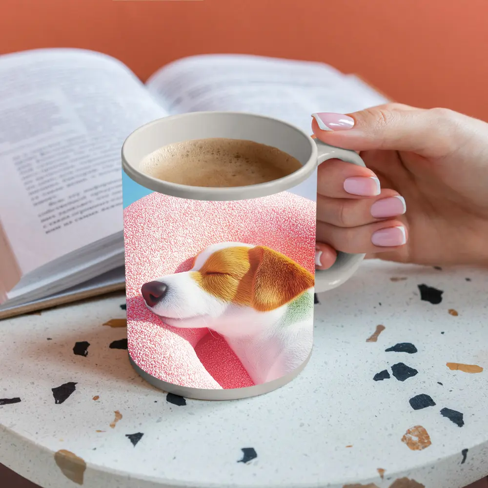 Jack Russell Terrier Sleeping On Pink Clouds – Mugs