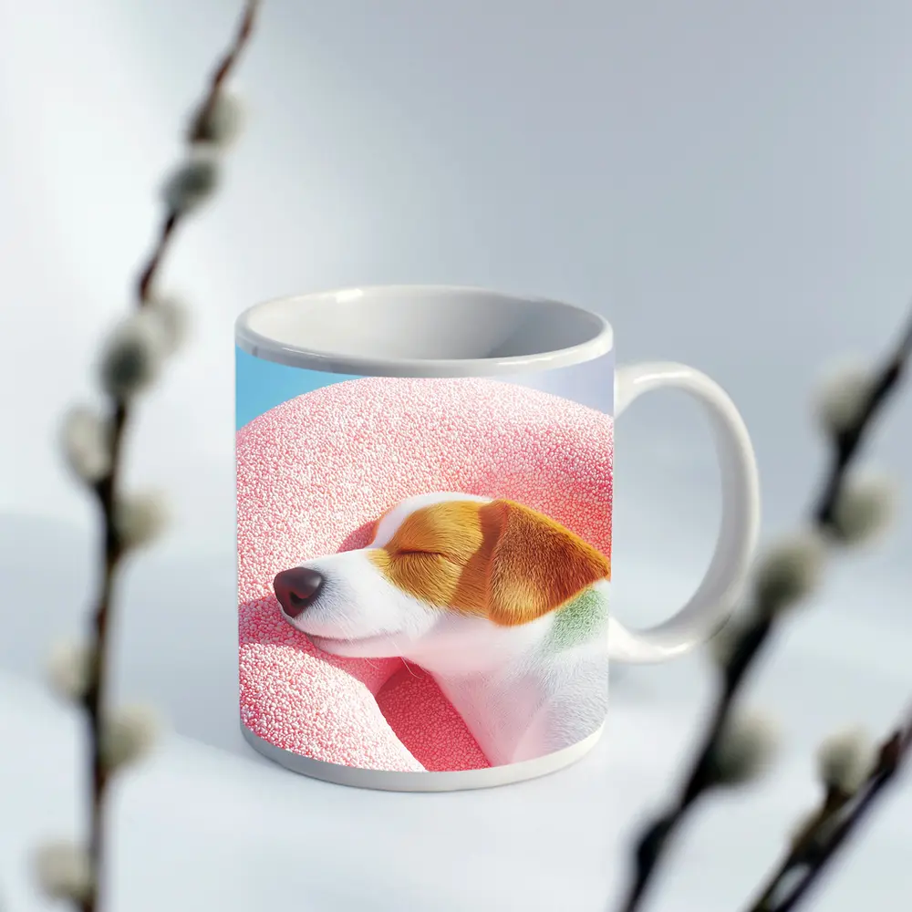 Jack Russell Terrier Sleeping On Pink Clouds – Mugs