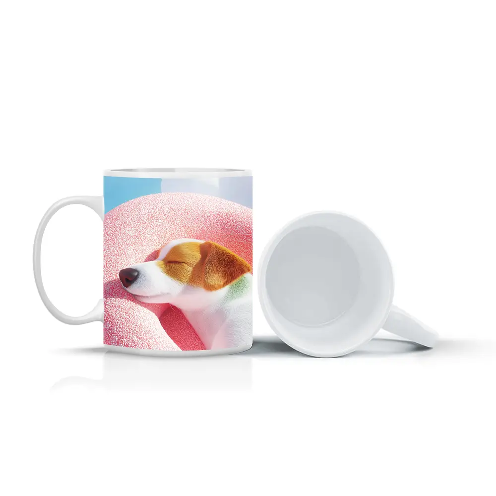 Jack Russell Terrier Sleeping On Pink Clouds – Mugs