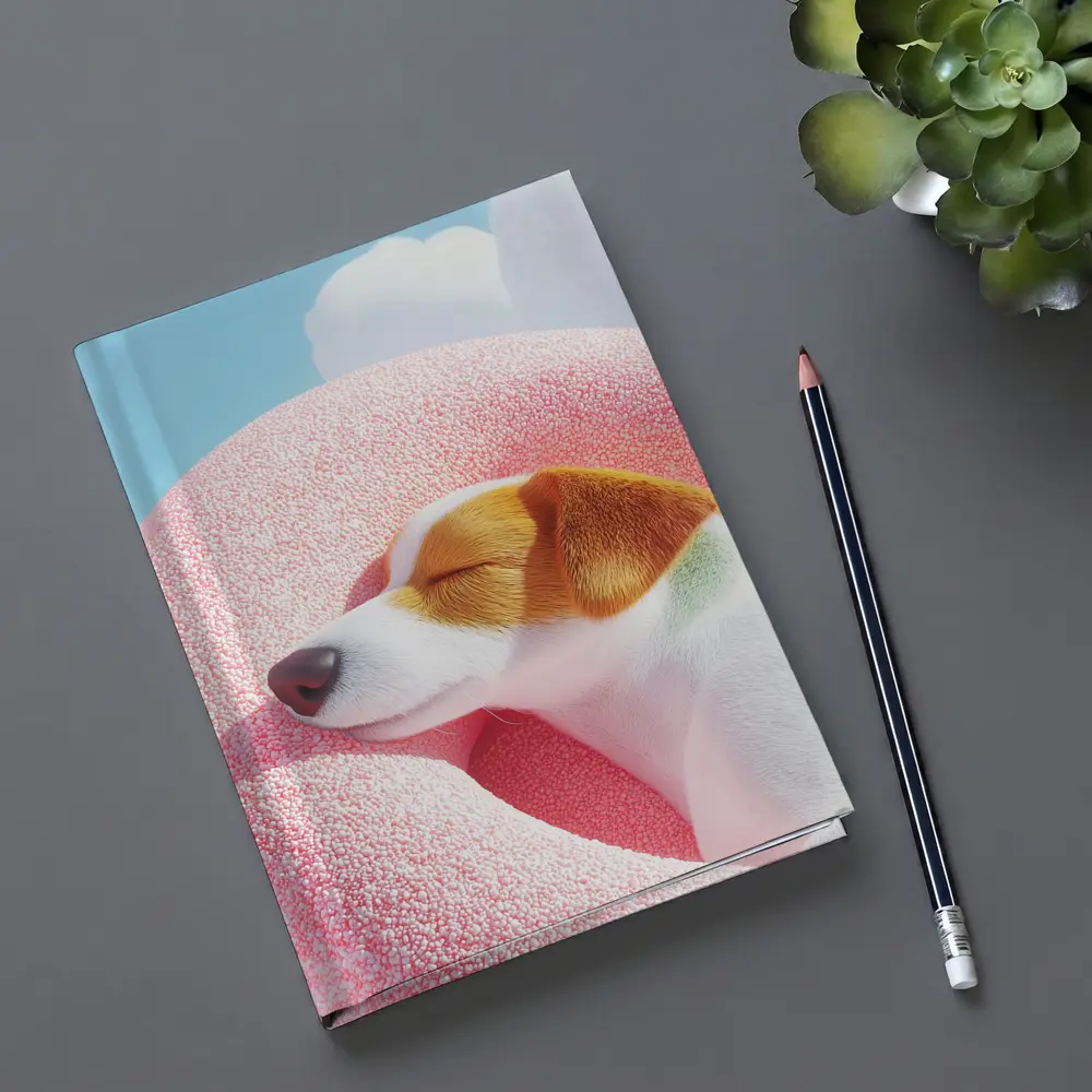 Jack Russell Terrier Sleeping On Pink Clouds – Notebooks