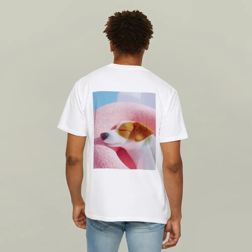 Jack Russell Terrier Sleeping On Pink Clouds – T-Shirts