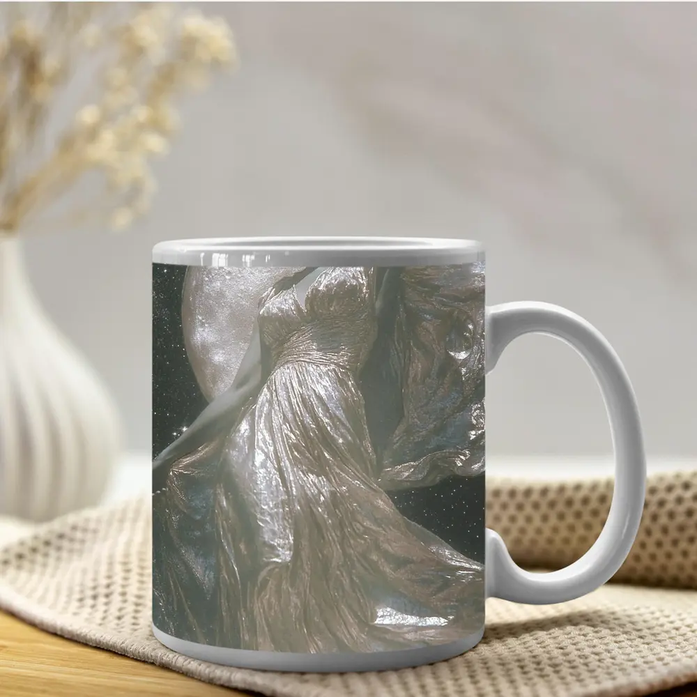 Silver Moon Goddess Dancing Starry Night Sky – Mugs
