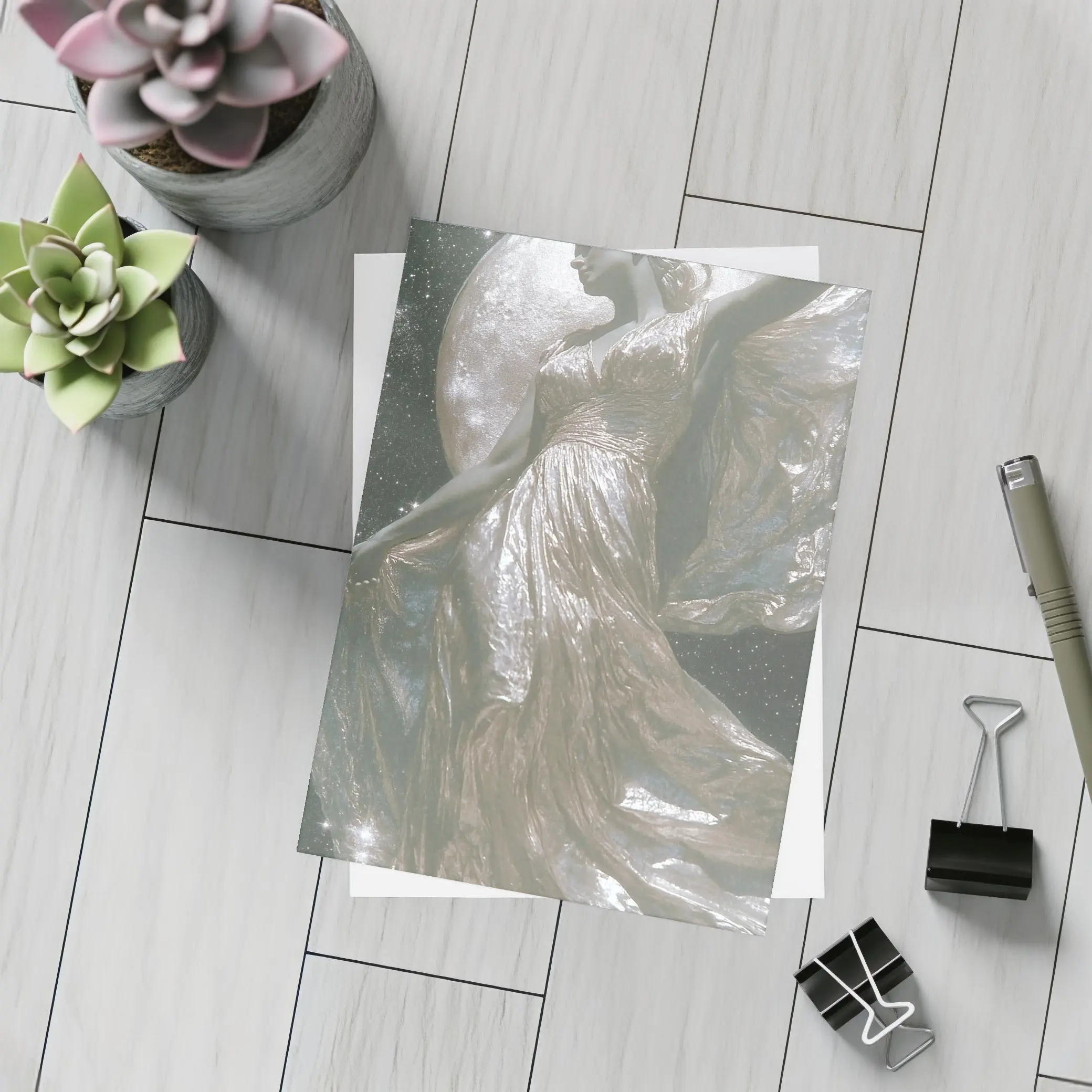 Silver Moon Goddess Dancing Starry Night Sky – Postcards
