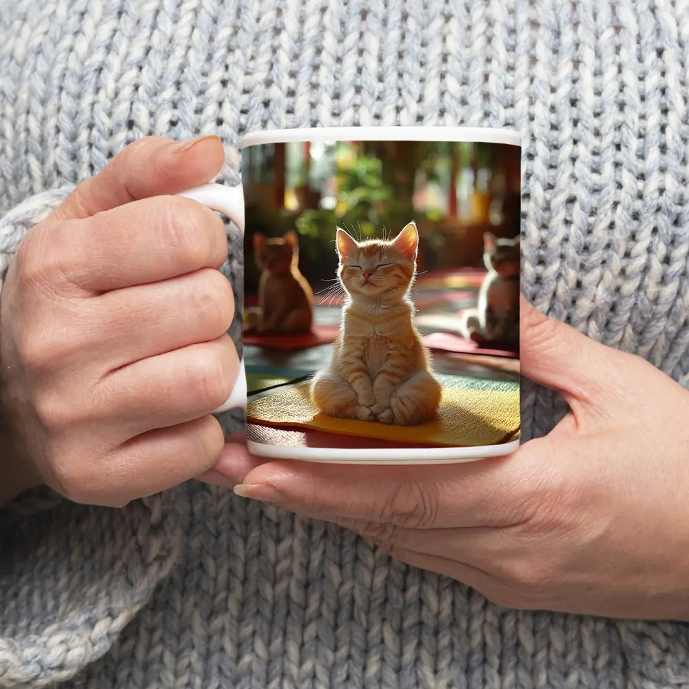 Meditating Kitten Yoga Studio Colorful Mats – Mugs