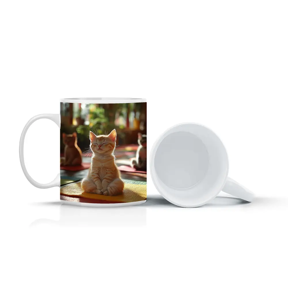 Meditating Kitten Yoga Studio Colorful Mats – Mugs