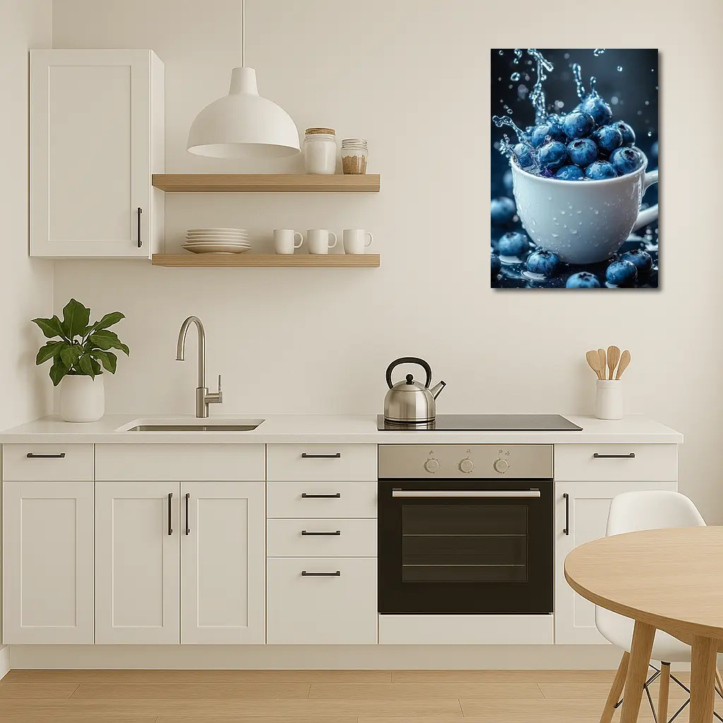 Fresh Blueberries Water Splash White Cup – Wall Art