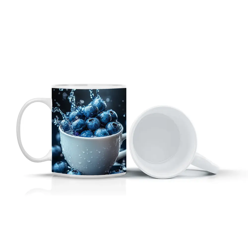 Fresh Blueberries Water Splash White Cup – Mugs