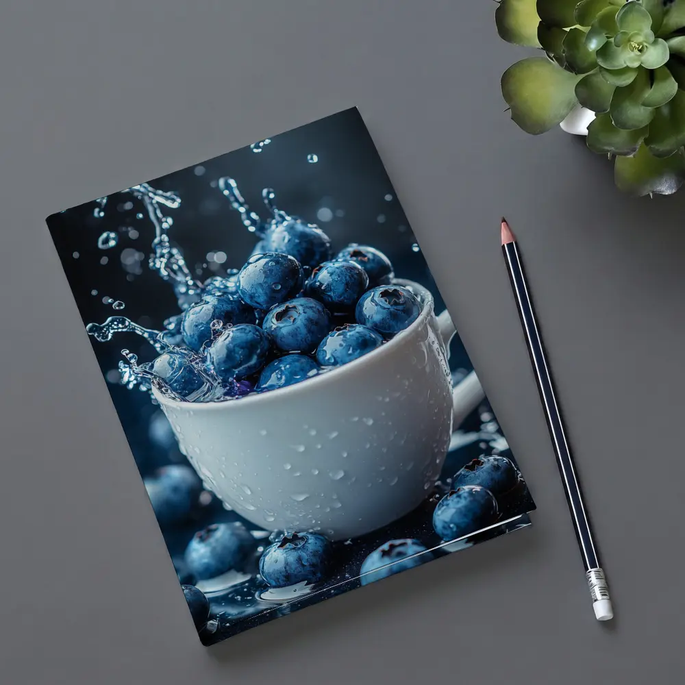 Fresh Blueberries Water Splash White Cup – Notebooks